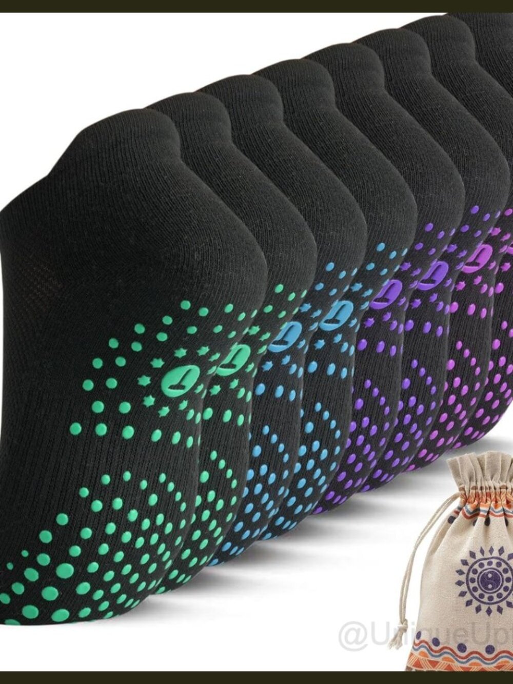 Pilates Socks for Women Cushioned Grip Non Slip Yoga Barre Socks 4 Pairs
